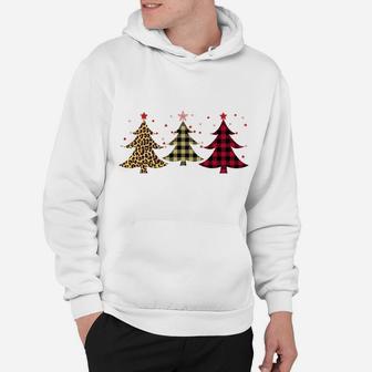Leopard And Red Buffalo Plaid Xmas Tree Merry Christmas Sweatshirt Hoodie | Crazezy CA