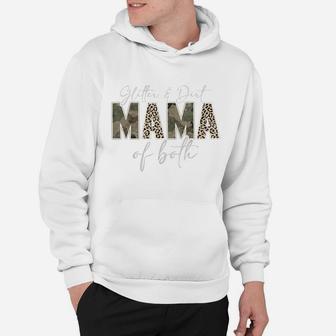 Leopard Glitter Dirt Mom Mama Of Both Camouflage Mothers Day Hoodie | Crazezy UK