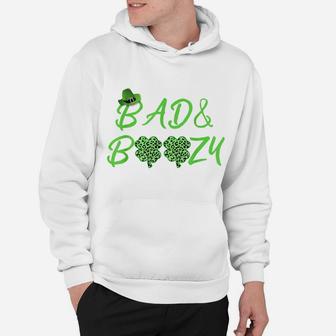 Leopard Shamrock Bad And Boozy Funny St Patrick Day Drinking Hoodie | Crazezy CA