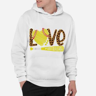 Love Softball Mom Leopard Print Baseball Lover Mother's Day Hoodie | Crazezy