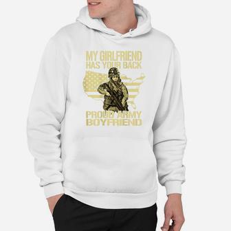 Mens My Girlfriend Has Your Back Proud Army Boyfriend Lover Gift Hoodie | Crazezy CA