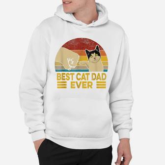 Mens Vintage Best Cat Dad Ever Funny Cat Daddy Father Day Hoodie | Crazezy