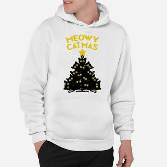 Meowy Catmas Black Cats Tree Funny Cat Owner Christmas Gift Sweatshirt Hoodie | Crazezy UK