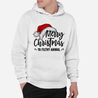 Merry Christmas Animal Filthy Ya Funny Santa Hat Hoodie | Crazezy CA