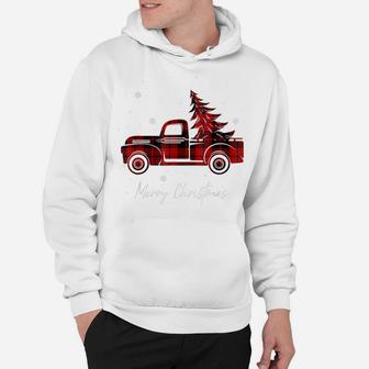 Merry Christmas Buffalo Truck Tree Red Plaid For Men Women Hoodie | Crazezy