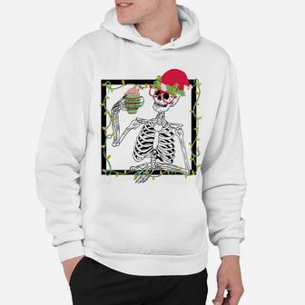 Merry Christmas Funny Santa Hat Christmas Drink Skeleton Sweatshirt Hoodie | Crazezy DE