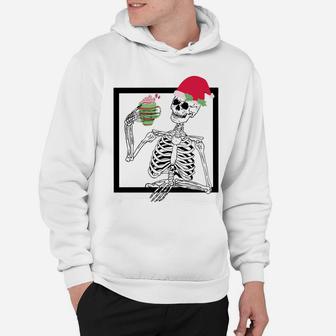 Merry Christmas Funny Santa Hat Christmas Drink Skeleton Sweatshirt Hoodie | Crazezy