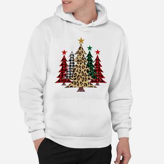 Merry Christmas Trees With Buffalo Plaid & Leopard Design Hoodie | Crazezy CA