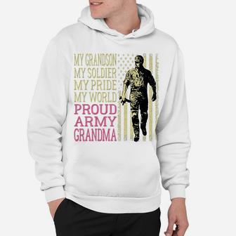 My Grandson My Soldier Hero Military Proud Army Grandma Gift Hoodie | Crazezy UK