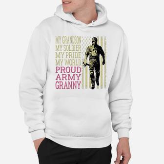 My Grandson My Soldier Hero Proud Army Granny Shirt Gift Hoodie | Crazezy