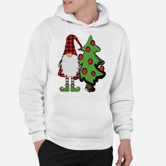 Nordic Gnome Christmas Tree Tomte Nisse Holiday Cute Plaid Hoodie | Crazezy