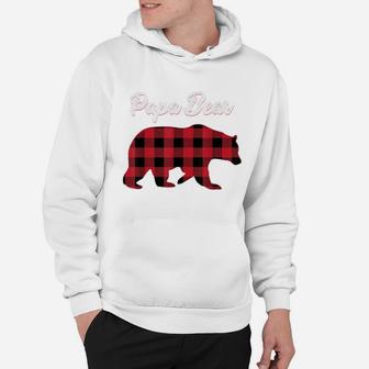 Papa Bear Christmas Pajama Red Plaid Buffalo Family Gift Hoodie | Crazezy