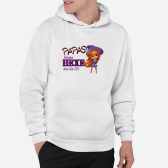 Papas Kleines Mädchen Hoodie, Lustiger Spruch mit Cartoon-Figur - Seseable