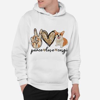 Peace Love Corgi Funny Dog Mom Mother's Day Gift Corgi Lover Hoodie | Crazezy