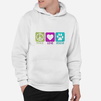 Peace Love Rescue Dogs Retro Distressed Graphic Design Hoodie | Crazezy UK
