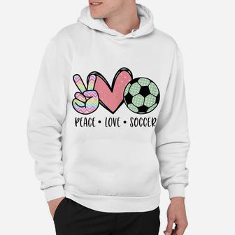 Peace Love Soccer Cute Design For Women Teen Girls Toddler Hoodie | Crazezy