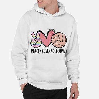 Peace Love Volleyball Cute Design For Women Teen Little Girl Hoodie | Crazezy UK
