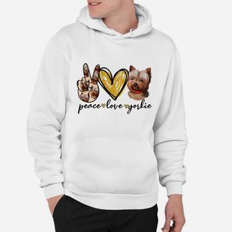 Peace Love Yorkie Dog Lovers Yorkshire Terrier Dad Mom Gift Hoodie | Crazezy AU