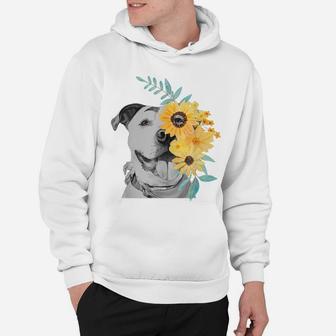 Pitbull Face Flower Shirt Pitbull Mom Gift Pittie Mom Shirt Hoodie | Crazezy UK