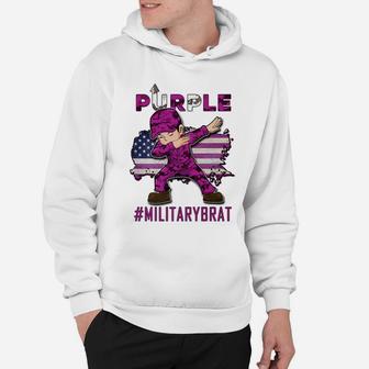 Purple Up Dabbing Military Brat Child Month American Flag Hoodie | Crazezy