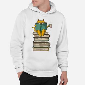 Reading Cat - Funny Book & Tea Lover Gift Hoodie | Crazezy