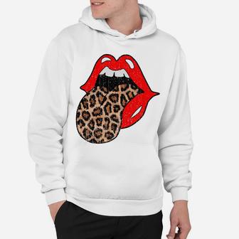 Red Lips Leopard Tongue Shirt Vintage Trendy Animal Print Sweatshirt Hoodie | Crazezy UK
