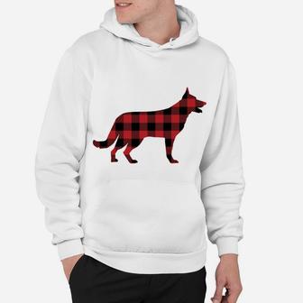 Red Plaid German Shepherd Dog Xmas Matching Family Christmas Sweatshirt Hoodie | Crazezy UK