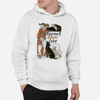 Rescue Adopt Love Funny As Dog Or Cat Lover Gift Hoodie | Crazezy