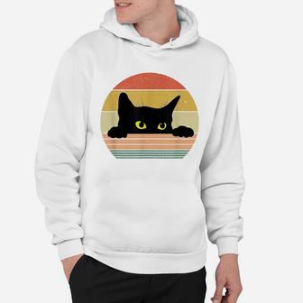 Retro Black Cat Lover Vintage Style Cats Cute Kitty Hoodie | Crazezy