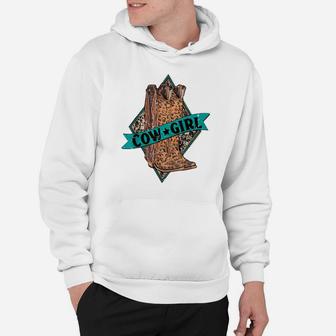 Retro Leopard Cowgirl Boots Western Country Cowboy Rodeo Dad Hoodie | Crazezy