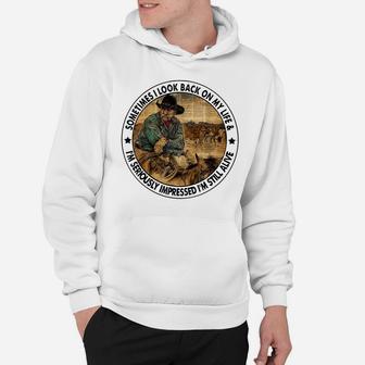 Retro Western Cowboy Sometimes I Look Back On My Life Horse Hoodie | Crazezy CA