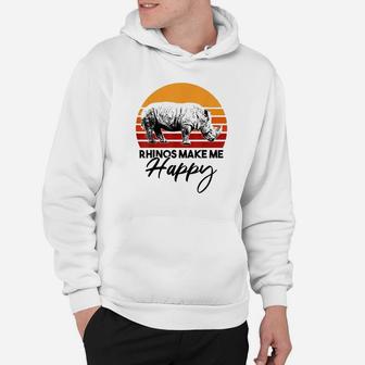 Rhinos Make Me Happy Vintage Hoodie | Crazezy