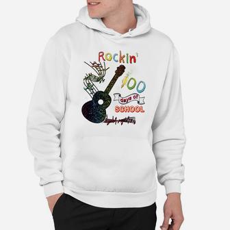 Rockin' 100 Days Of School Guitar Student Music Teacher Gift Hoodie | Crazezy