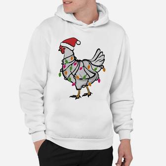 Santa Chicken Christmas Twinkling Lights Funny Chicken Lover Hoodie | Crazezy UK