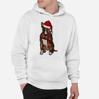 Santa Hat Xmas Miniature Bull Terrier Ugly Christmas Sweatshirt Hoodie | Crazezy