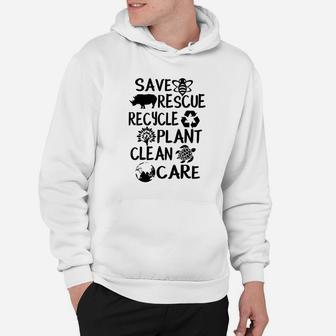 Save Bees Rescue Animals Recycle Plastic Earth Day Hoodie - Thegiftio