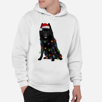 Schipperke Christmas Lights Xmas Dog Lover Santa Hat Hoodie | Crazezy