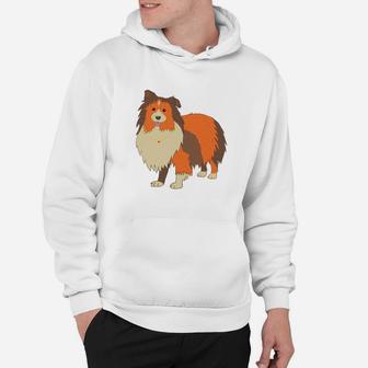 Sheltie Hund Grafik Hoodie für Herren in Weiß, Tierliebhaber Design - Seseable