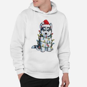 Siberian Husky Santa Christmas Tree Lights Xmas Gifts Boys Sweatshirt Hoodie | Crazezy AU