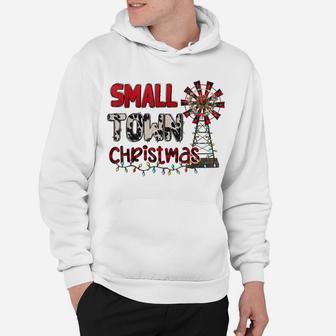 Small Town Christmas Windmill Red Plaid Cowhide Xmas Hoodie | Crazezy AU