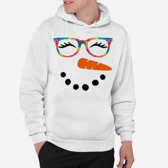 Snowman Face Shirt Womens Eyelashes Glasse Tie Dye Christmas Hoodie | Crazezy UK