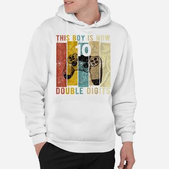 This Boy Is Now Double Digits 10 Year Old Boy 10Th Birthday Hoodie | Crazezy UK