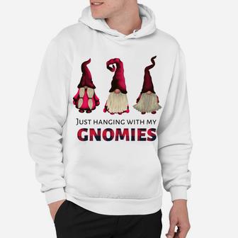 Three Gnomes - Just Hanging With My Gnomies Buffalo Plaid Hoodie | Crazezy