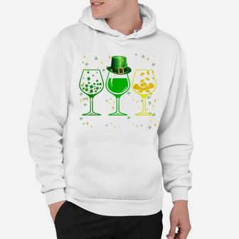 Three Wine Glasses Clover Shamrock St Patrick Day Irish Gift Hoodie | Crazezy
