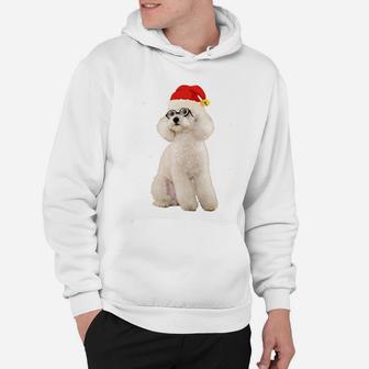Toy Poodle In Christmas Santa Hat With Snow Falling Sweatshirt Hoodie | Crazezy UK