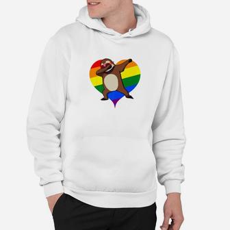 Valentines Day Dabbing Sloth Lgbt Gay Rainbow Heart Hoodie - Thegiftio UK