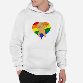 Valentines Day Dabbing Teddy Bear Lgbt Rainbow Heart Hoodie - Thegiftio