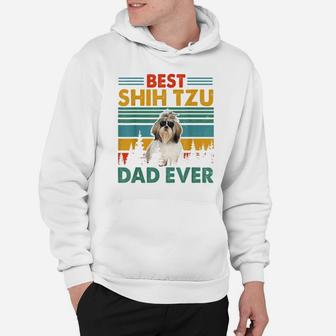 Vintag Retro Best Shih Tzu Dad Happy Father's Day Dog Lover Hoodie | Crazezy CA
