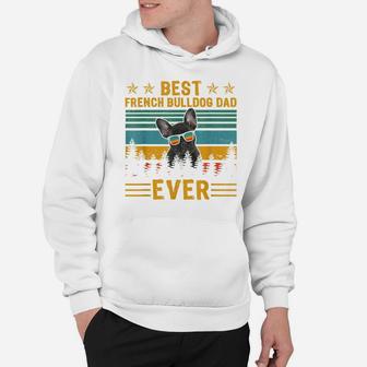Vintage Retro Best French Bulldog Dad Ever Dog Father's Day Hoodie | Crazezy UK