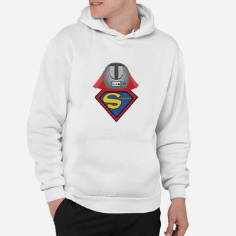 Weißes Superhelden-Hoodie für Herren mit Siebdruck-Design - Seseable